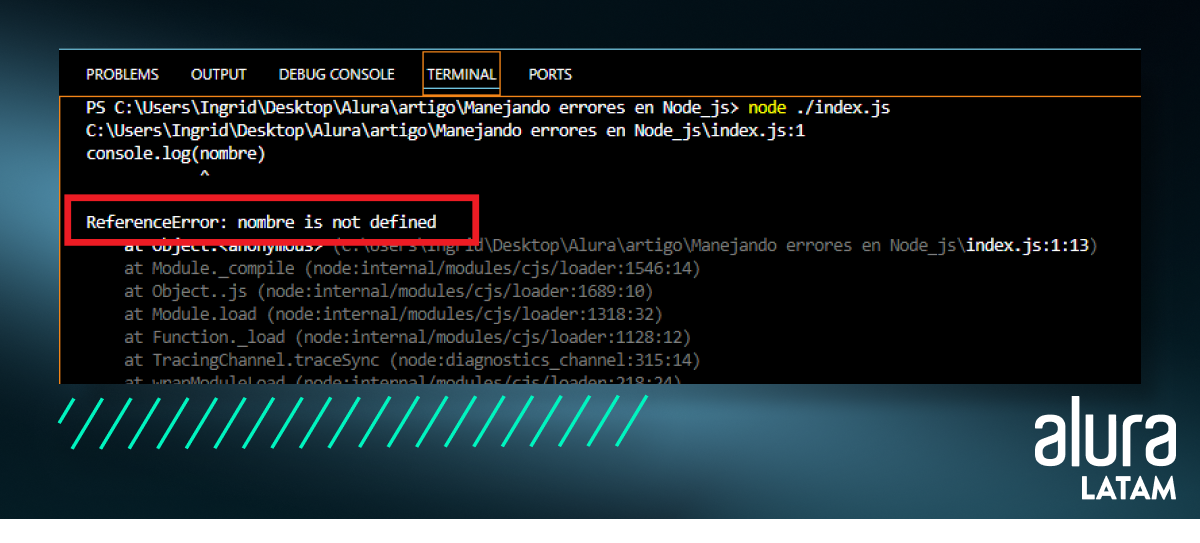 Indicación cual fue el error "nombre is not defined"
