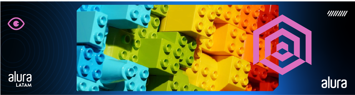 Piezas de bloques de Lego, ordenadas según sus colores."